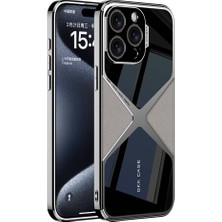 Teknook iPhone 15 Pro Max Kılıf Ultra Ince Kamera Korumalı Pc + Deri Arka Yüzey Zore X-Pro Kılıf - Titanyum-Gri