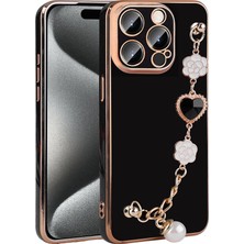 Teknook iPhone 15 Pro Kılıf El Tutamaçlı Kamera Korumalı Zore Taka Silikon Kılıf - Siyah