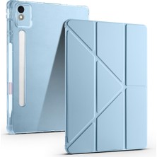 Teknook Lenovo Idea Tab Pro 12.7 TB-373FU Kılıf Zore Tri Folding Kalem Bölmeli Standlı Kılıf - Mavi