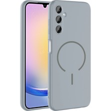 Teknook Galaxy A15 Kılıf M-Safe Şarj Özellikli Zore Meta Kılıf - Titanyum-Gri