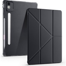 Teknook Lenovo Idea Tab Pro 12.7 TB-373FU Kılıf Zore Tri Folding Kalem Bölmeli Standlı Kılıf - Siyah