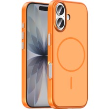 Teknook iPhone 16 Kılıf M-Safe Şarj Özellikli Zore Lora Pc Kılıf - Turuncu