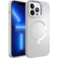 Teknook iPhone 12 Pro Max Kılıf M-Safe Wireless Şarj Özellikli Zore Stil Kılıf - Beyaz