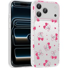 Teknook iPhone 17 Pro Kılıf Kamera Korumalı Desenli Zore Klip Kılıf - Kalpli Kiraz