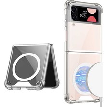 Teknook Galaxy Z Flip 4 Kılıf Wireless Şarj Özellikli Airbagli Zore Kıpta Anti Shock M-Safe Kılıf - Renksiz
