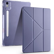 Teknook Lenovo Idea Tab Pro 12.7 TB-373FU Kılıf Zore Tri Folding Kalem Bölmeli Standlı Kılıf - Mor