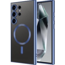 Teknook Galaxy S24 Ultra Kılıf Kamera Korumalı M-Safe Wireless Şarj Özellikli Zore Demre Kılıf - Sierra Mavi