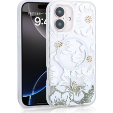 Teknook iPhone 16 Kılıf Sıvılı Simli Baskılı Şeffaf Arka Yüzey Zore Mossa Silikon Kılıf - Gri