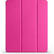 Teknook iPad Pro 13 2024 Zore Smart Cover Kalem Bölmeli Standlı 1-1 Kılıf - Pembe Koyu