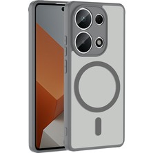 Teknook Xiaomi Redmi Note 13 Pro 4g Kılıf M-Safe Şarj Özellikli Zore Babet Kılıf - Gri