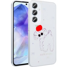Teknook Galaxy A55 Kılıf Şeffaf Figürlü Zore Folk Sert Kılıf - Sevimli Köpek