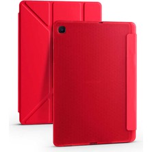 Teknook Galaxy Tab A7 10.4 T500 2020 Kılıf Zore Tri Folding Kalem Bölmeli Standlı Kılıf - Kırmızı