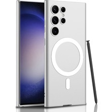 Teknook Galaxy S23 Ultra Kılıf Wireless Şarj Özellikli Zore Kıpta M-Safe Silikon Kılıf - Gümüş