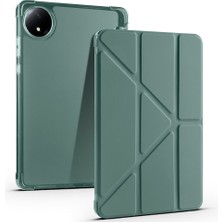 Teknook Xiaomi Redmi Pad Se 8.7 Kılıf Zore Tri Folding Kalem Bölmeli Standlı Kılıf - Koyu Yeşil