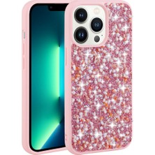 Teknook iPhone 13 Pro Kılıf Parlak Taşlı Tasarım Zore Linea Kılıf - Pembe