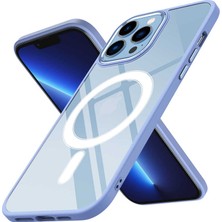 Teknook iPhone 13 Pro Kılıf Wireless Şarj Özellikli Zore Krom M-Safe Silikon Kılıf - Lila