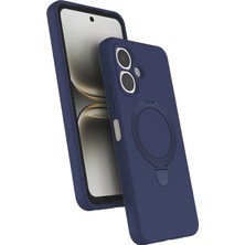 Teknook Tecno Spark Go 2 Kılıf M-Safe Şarj Özellikli Standlı Zore Samara Kılıf - Lacivert