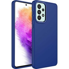 Teknook Galaxy A23 Kılıf Metal Çerçeve ve Buton Tasarımlı Silikon Zore Luna Kılıf - Lacivert