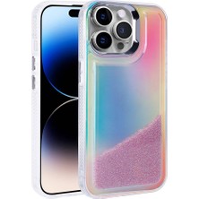 Teknook iPhone 14 Pro Kılıf Airbagli Renkli Arka Yüzey Boncuk Tasarımlı Zore Kumul Kılıf - Mor