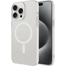 Teknook iPhone 15 Pro Max Kılıf Zore M-Safe Şarj Özellikli Buzlu Transparan C-Pro Sert Kılıf - Renksiz