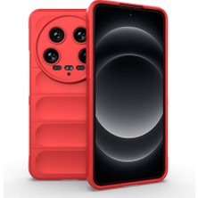 Teknook Xiaomi Mi 14 Ultra Kılıf Esnek Tpu Oyuklu Arka Yüzey Tasarımlı Zore Etnik Silikon Kılıf - Kırmızı