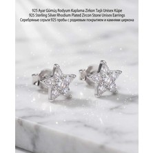 Begonia Accessories 931 Ayar Gümüş Rodyum Kaplama Zirkon Taşlı Minimal Halka ve Çivi Küpe Kadın Lüks Tasarım Şık Günlük Kullanım Gümüş Küpe ÇEŞITLERI-108-13C