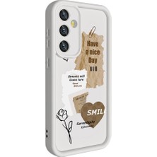 Teknook Galaxy S23 Fe Kılıf Kamera Korumalı Baskılı Arka Yüzey Zore Klas Kılıf - Beyaz