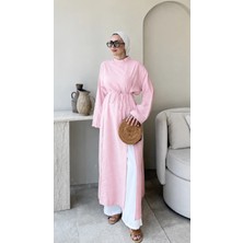 Miraydin Butik Kadın Fermuarlı Bel Bağlamalı Uzun Tunik M2665 - Pembe