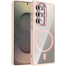 Teknook Galaxy S25 Ultra Kılıf Standlı ve Kamera Lens Hediyeli M-Safe Şarj Özellikli Zore Etro Kılıf - Pembe