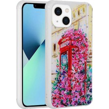 Teknook iPhone 13 Kılıf Simli Desenli Kamera Korumalı Parlak Zore Popy Kılıf - Kulübe