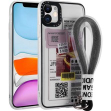 Teknook iPhone 11 Kılıf Desenli El Askılı Ipli Zore Astana Silikon Kılıf - Sarı Taksi