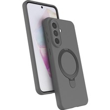 Teknook Galaxy A37 Kılıf M-Safe Şarj Özellikli Standlı Zore Samara Kılıf - Titanyum-Gri
