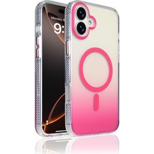 Teknook iPhone 16 Plus Kılıf M-Safe Şarj Özellikli Transparan Renk Geçişli Zore Toros Kılıf - Rose Pembe