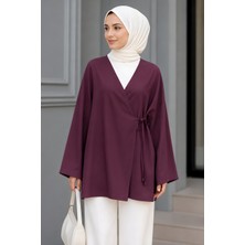 İmaj Butik Mor Kruvaze Yaka Yandan Bağlamalı Yazlık Kimono Tunik