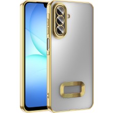 Teknook Galaxy A17 Kılıf Kamera Korumalı Logo Gösteren Zore Omega Kılıf - Gold