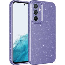 Teknook Galaxy S24 Kılıf Kamera Korumalı Simli Lüks Zore Koton Kılıf - Mor
