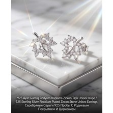 Begonia Accessories 928 Ayar Gümüş Rodyum Kaplama Zirkon Taşlı Minimal Halka ve Çivi Küpe Kadın Lüks Tasarım Şık Günlük Kullanım Gümüş Küpe ÇEŞITLERI-108-6D
