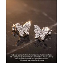 Begonia Accessories 928 Ayar Gümüş Rodyum Kaplama Zirkon Taşlı Minimal Halka ve Çivi Küpe Kadın Lüks Tasarım Şık Günlük Kullanım Gümüş Küpe ÇEŞITLERI-108-7D