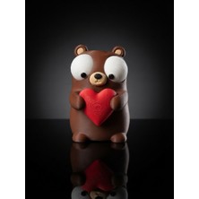 Demirhan3D 🐻❤️ Hareketli Gözler Kalpli Ayı Figürü 9 cm | 3D Baskı Pla Dekoratif Bear Figürü | Sevgiliye Hediyelik Masaüstü Süsü