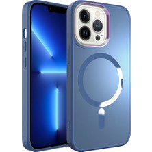 Teknook iPhone 13 Pro Max Kılıf M-Safe Wireless Şarj Özellikli Zore Stil Kılıf - Sierra Mavi