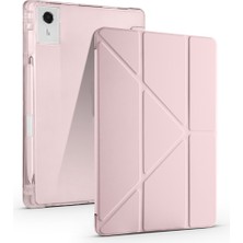 Teknook Lenovo Idea Tab Plus 12.1 Kılıf Zore Tri Folding Kalem Bölmeli Standlı Kılıf - Rose Gold