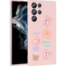 Teknook Galaxy S22 Ultra Kılıf Kabartma Figürlü Parlak Zore Toys Silikon Kılıf - Pembe