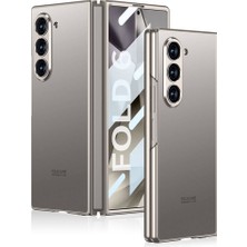 Teknook Galaxy Z Fold 6 Kılıf Titanyum Metal Tasarımlı Zore Kıpta Caz Kılıf - Titanyum-Gri