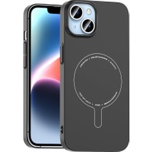 Teknook iPhone 14 Kılıf M-Safe Şarj Özellikli Kamera Korumalı Zore Elio Sert Pc Kılıf - Siyah