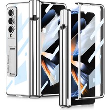 Teknook Galaxy Z Fold 4 Kılıf Zore Kıpta Standlı Kalem Bölmeli Kılıf - Gümüş