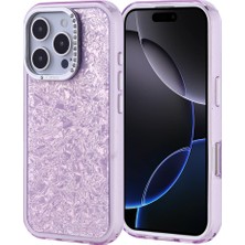 Teknook iPhone 16 Pro Kılıf Taşlı Tasarım Zore Kapi Kılıf - Lila