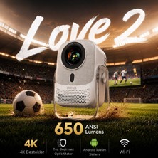 BYINTEK U6 1080P, 4K Destekli Taşınabilir Projeksiyon Cihazı - Android Tv - Dahili Stand - 650 Ansı Lümen