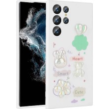 Teknook Galaxy S22 Ultra Kılıf Kabartma Figürlü Parlak Zore Toys Silikon Kılıf - Beyaz
