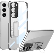 Teknook Galaxy S23 Plus Kılıf Kamera Korumalı Şeffaf Tasarımlı Zore LEGO Standlı Kılıf - Gümüş