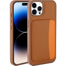 Teknook iPhone 14 Pro Max Kılıf Kartlıklı Zore X-Kart Silikon Kılıf - Kahverengi